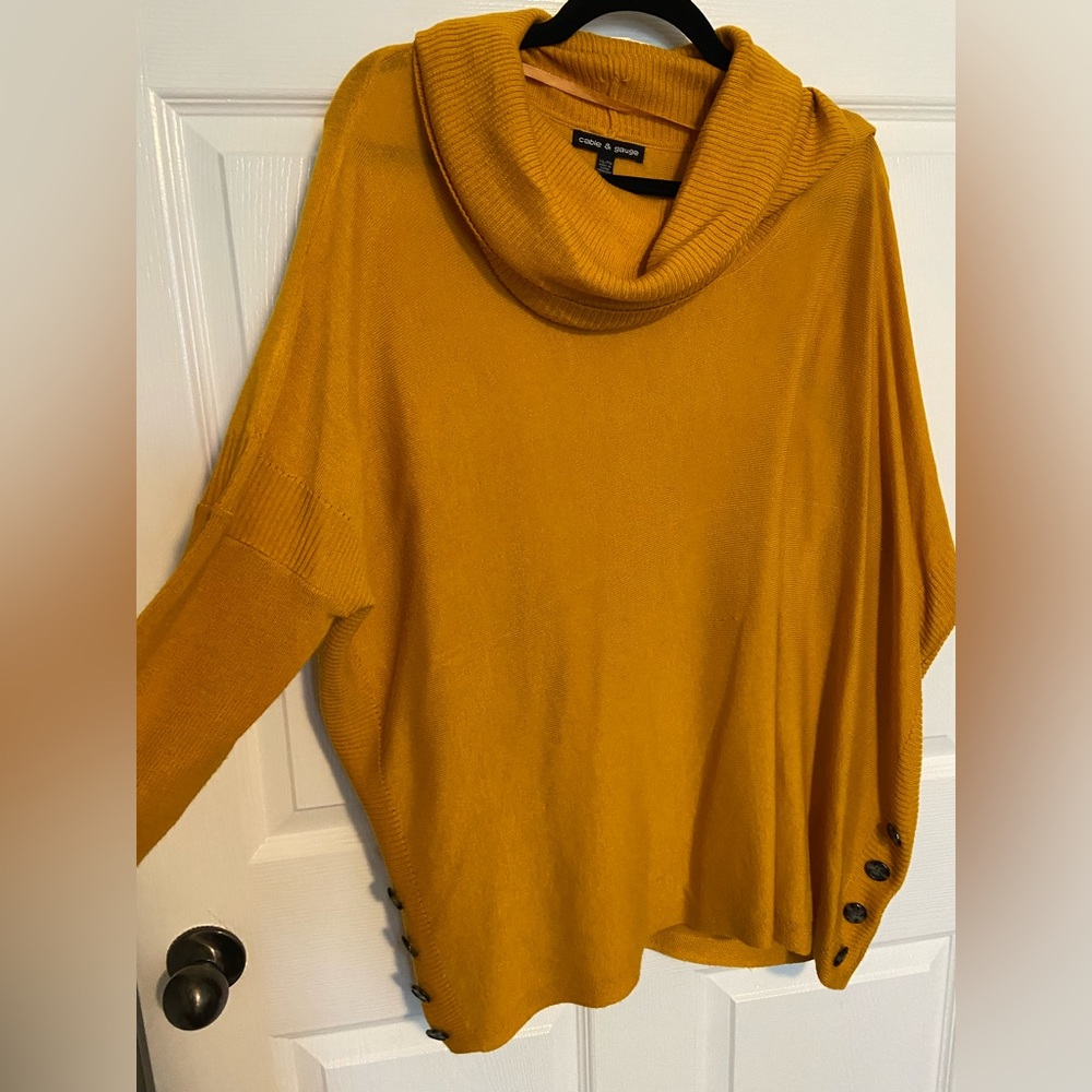 Cable & Gauge Cowl-Neck Tunic with Side Button Detail